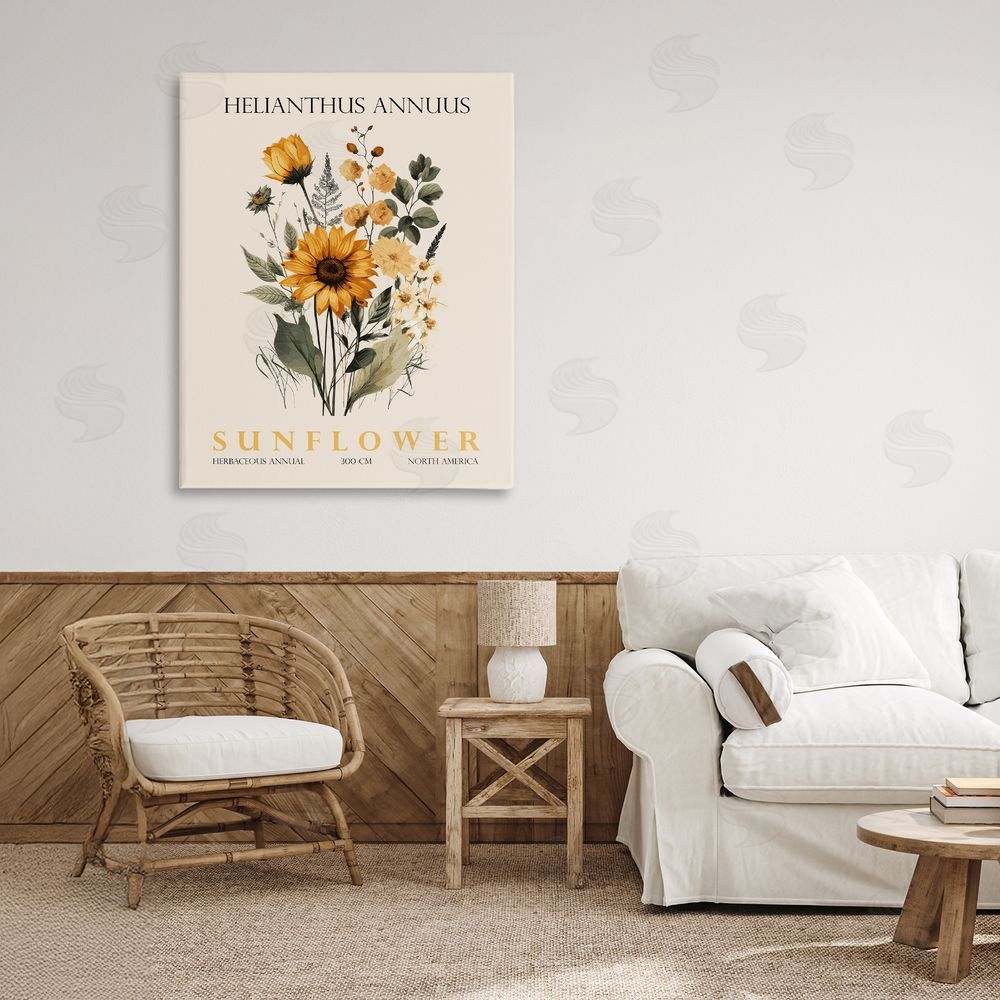 Christopher Giampietro Natural Sunflower Bundle Stretched Canvas Wall Art in Room