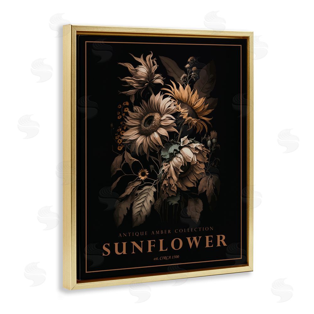 Christopher Giampietro Antique Sunflower Bushel Gold Floating Frame Canvas Wall Art Print