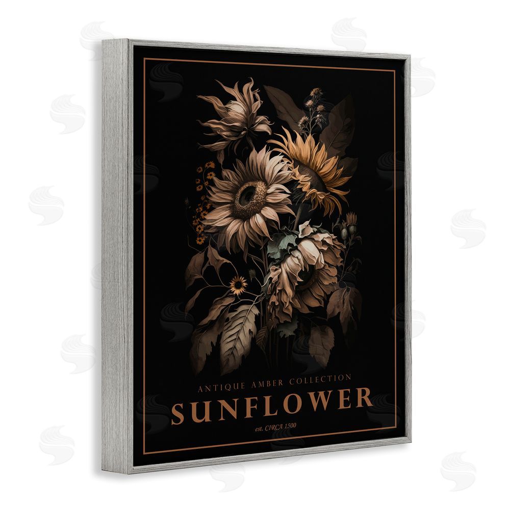 Christopher Giampietro Antique Sunflower Bushel Gray Framed Giclee Wall Art Print