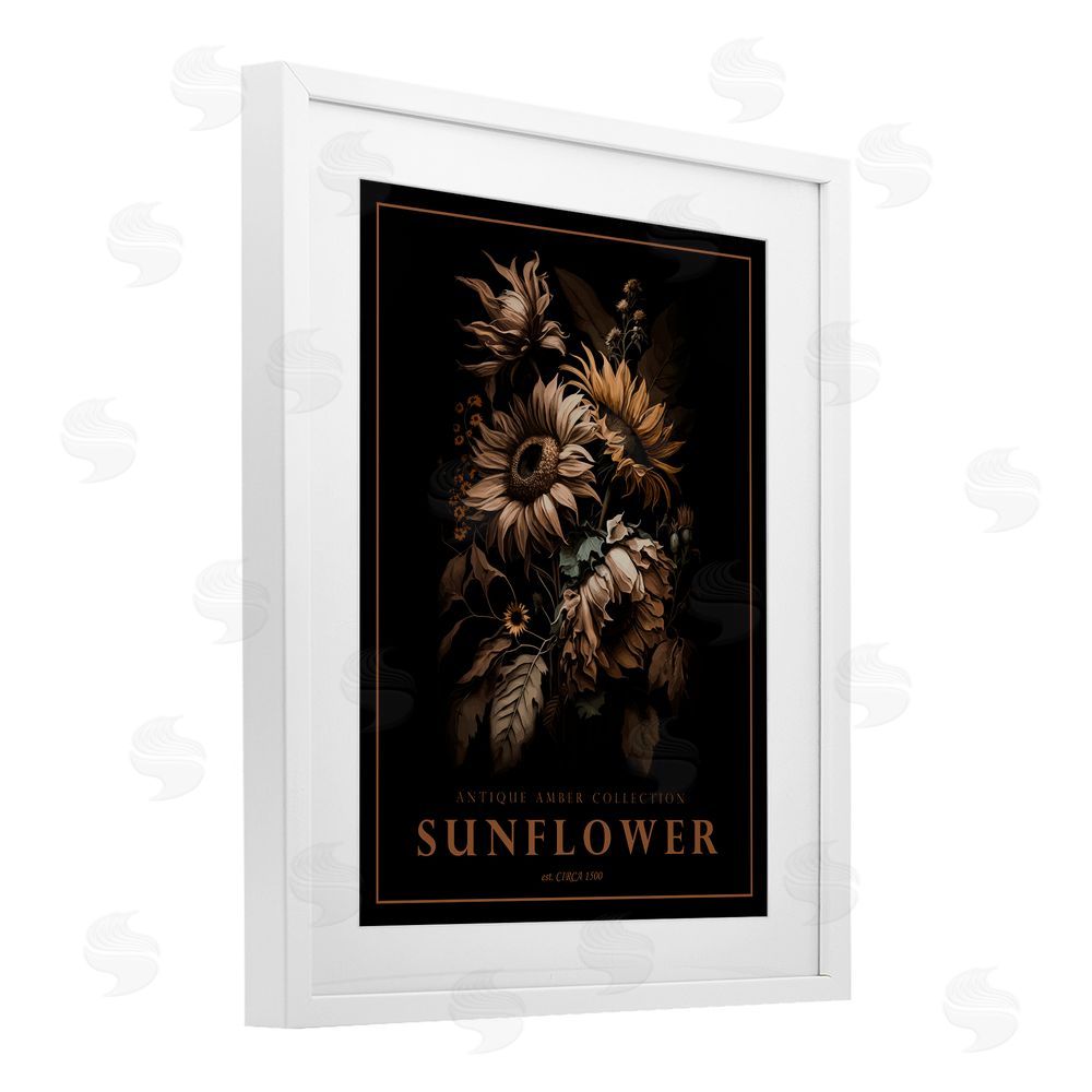 Christopher Giampietro Antique Sunflower Bushel White Framed Print Under Glass Wall Art