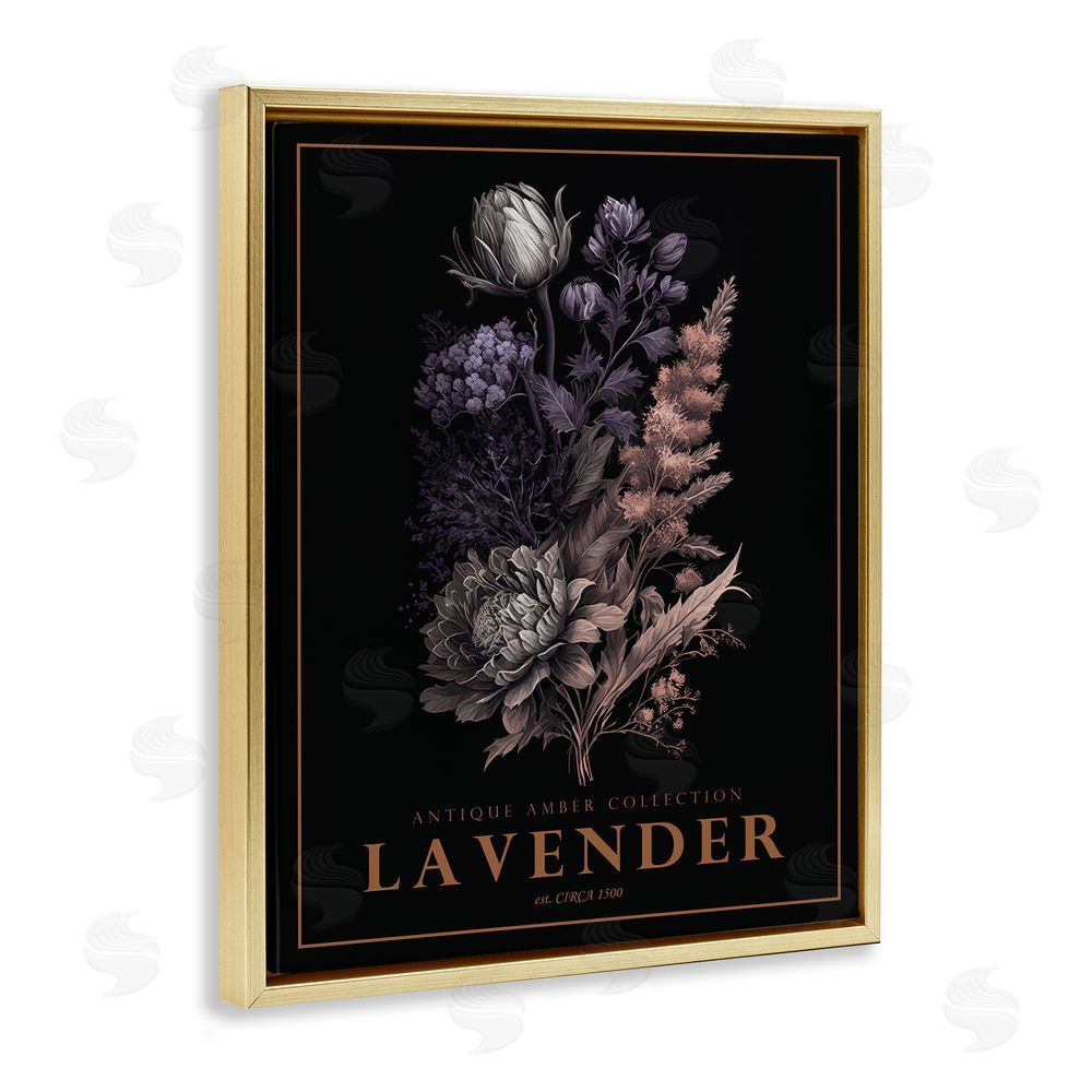 Christopher Giampietro Antique Lavender Bushel Gold Floating Frame Canvas Wall Art Print