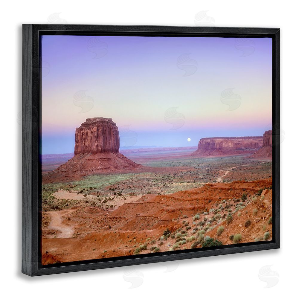 Dennis Frates Moonrise Over Monument Valley Black Floating Frame Canvas Wall Art Print