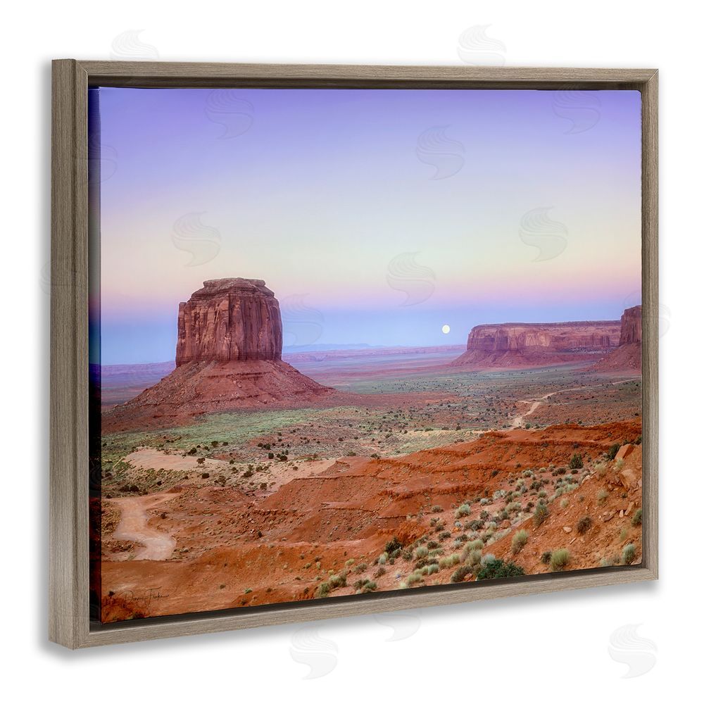 Dennis Frates Moonrise Over Monument Valley Brown Floating Frame Canvas Wall Art Print