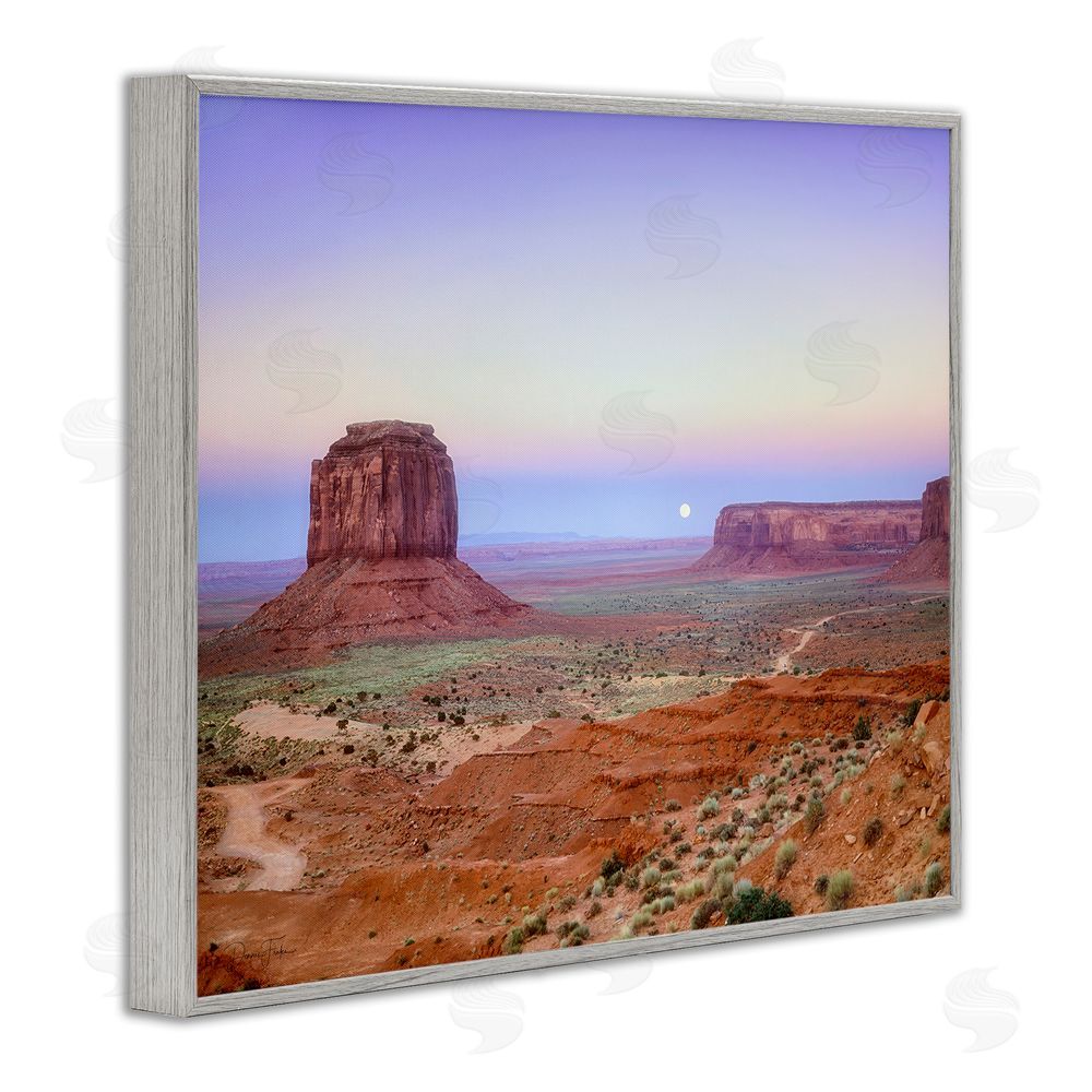 Dennis Frates Moonrise Over Monument Valley Gray Framed Giclee Wall Art Print