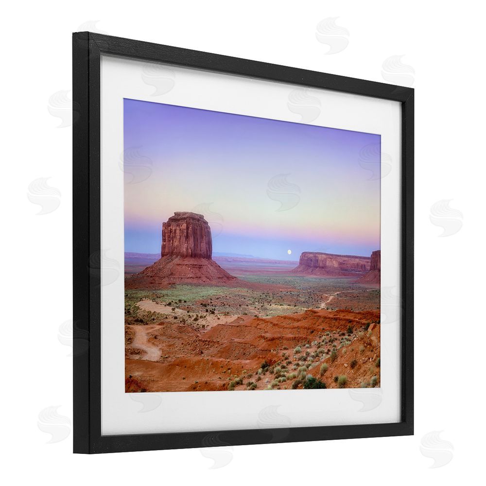 Dennis Frates Moonrise Over Monument Valley Black Framed Print Under Glass Wall Art