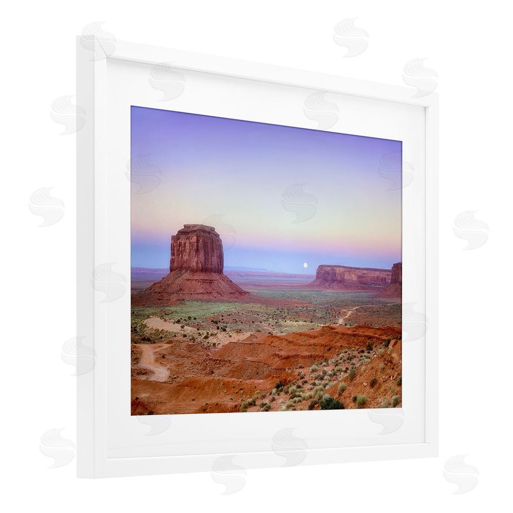 Dennis Frates Moonrise Over Monument Valley White Framed Print Under Glass Wall Art
