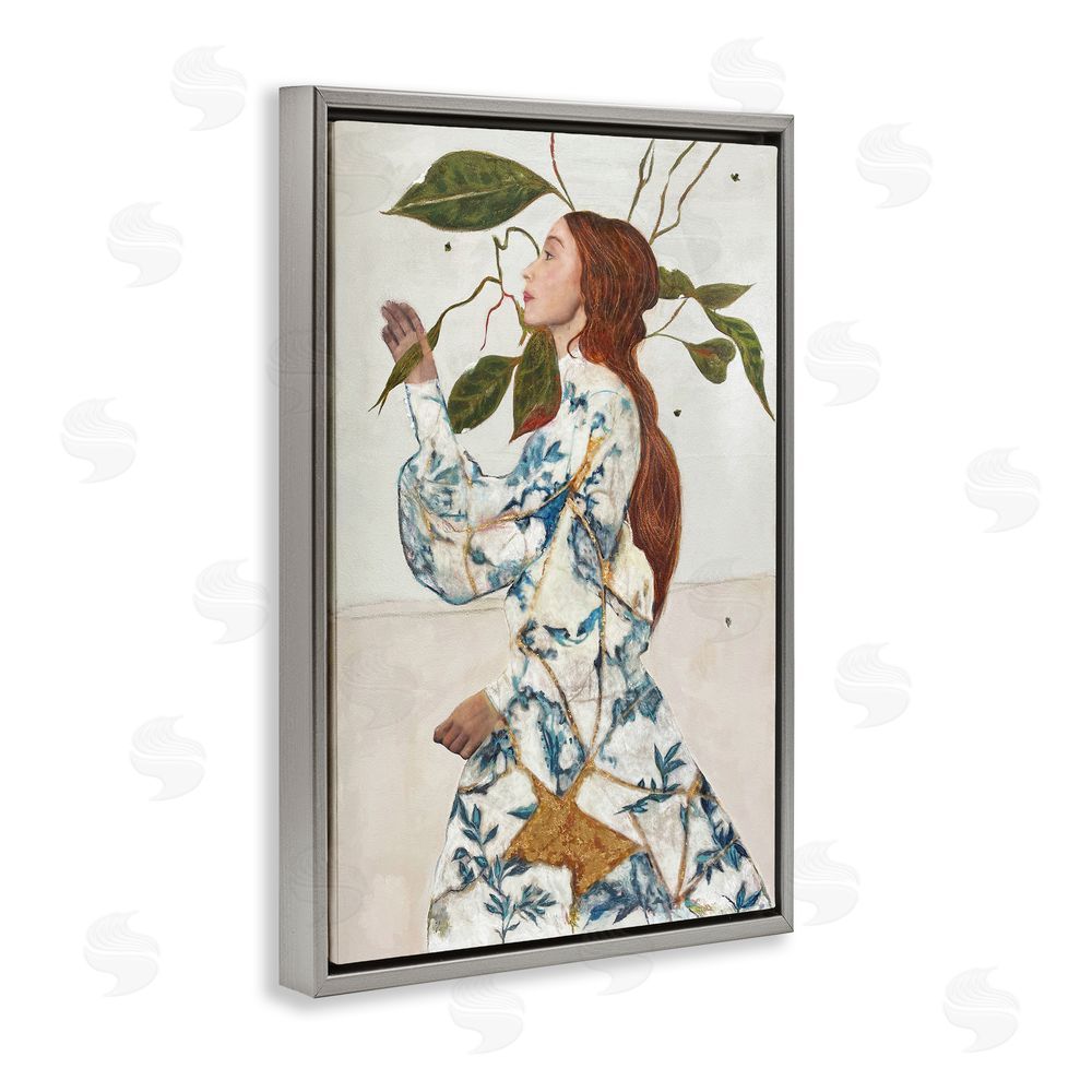 Karenina Fabrizzi Le Voyage Fantastique Portrait Gray Floating Frame Canvas Wall Art Print