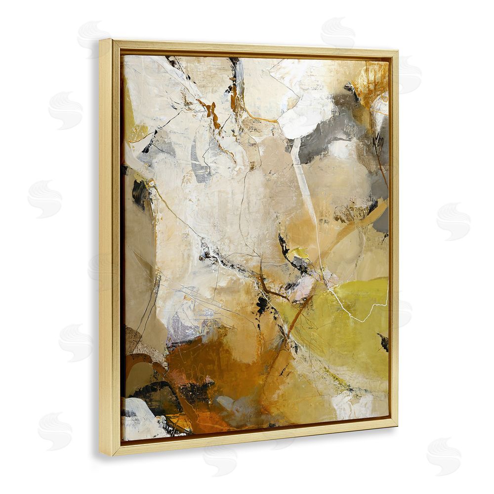 Design Fabrikken Warm Earth Tones In Motion Gold Floating Frame Canvas Wall Art Print