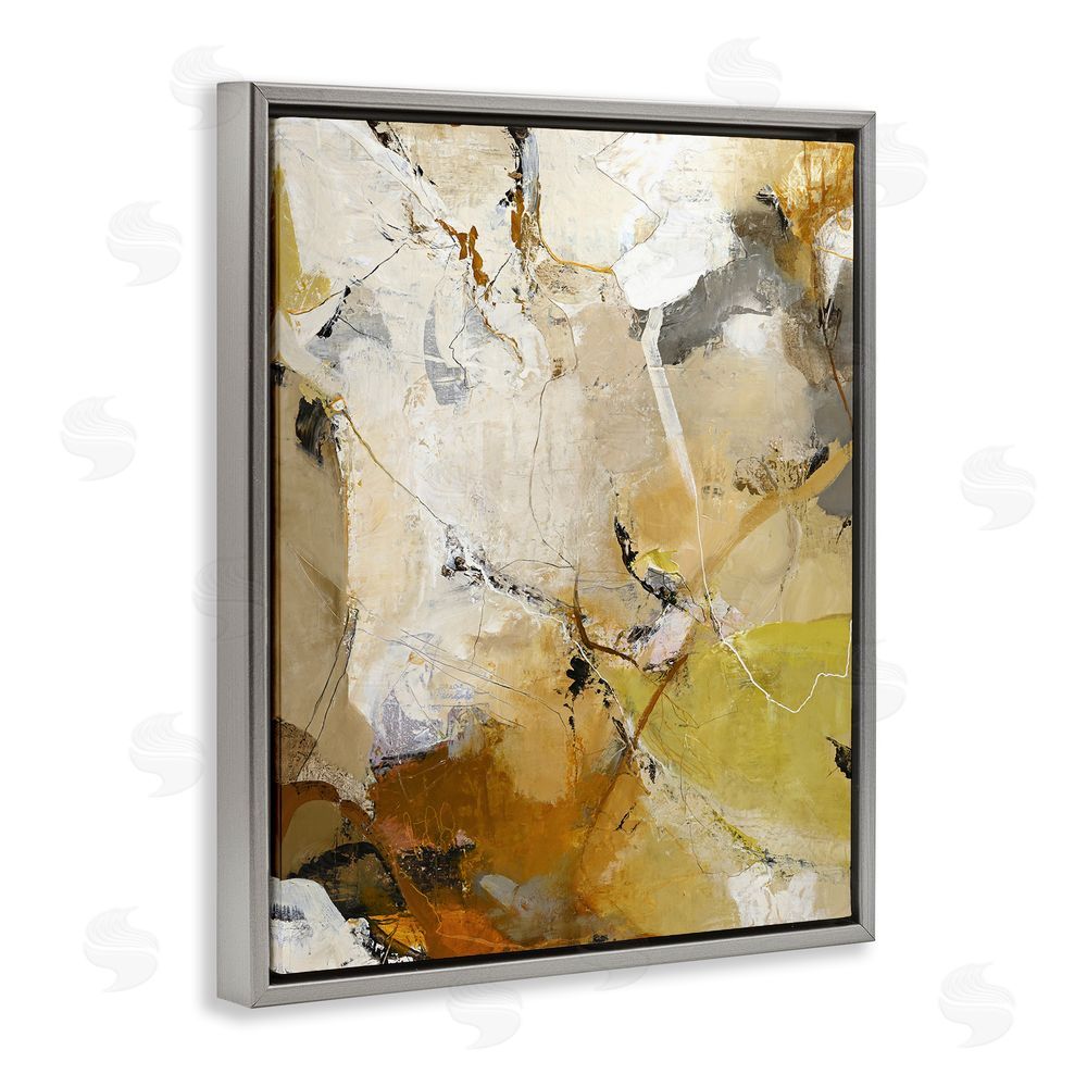 Design Fabrikken Warm Earth Tones In Motion Gray Floating Frame Canvas Wall Art Print