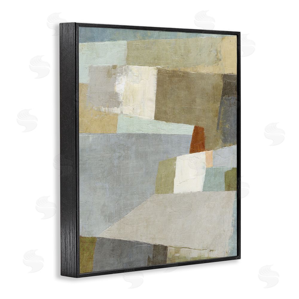 Suzanne Nicoll Causeway Neutral Geometrics Black Framed Giclee Wall Art Print