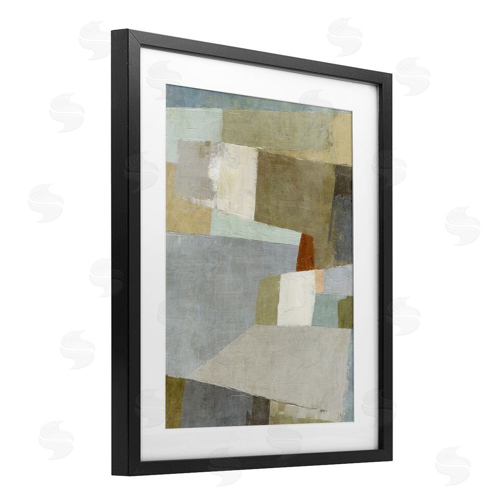 Suzanne Nicoll Causeway Neutral Geometrics Black Framed Print Under Glass Wall Art