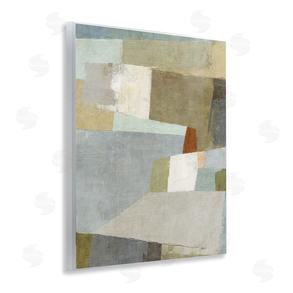 Suzanne Nicoll Causeway Neutral Geometrics Wooden Wall Plaque Art Print