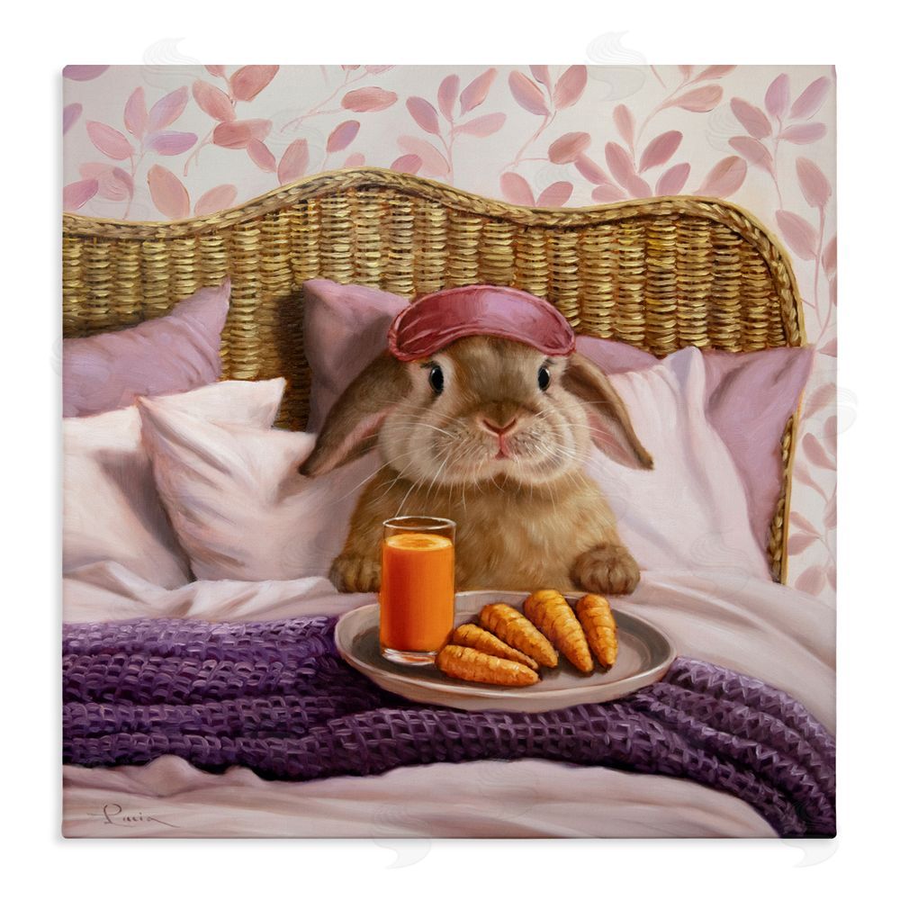 Lucia Heffernan Hoppy Meal Bunny in Bed Stretched Canvas Wall Art