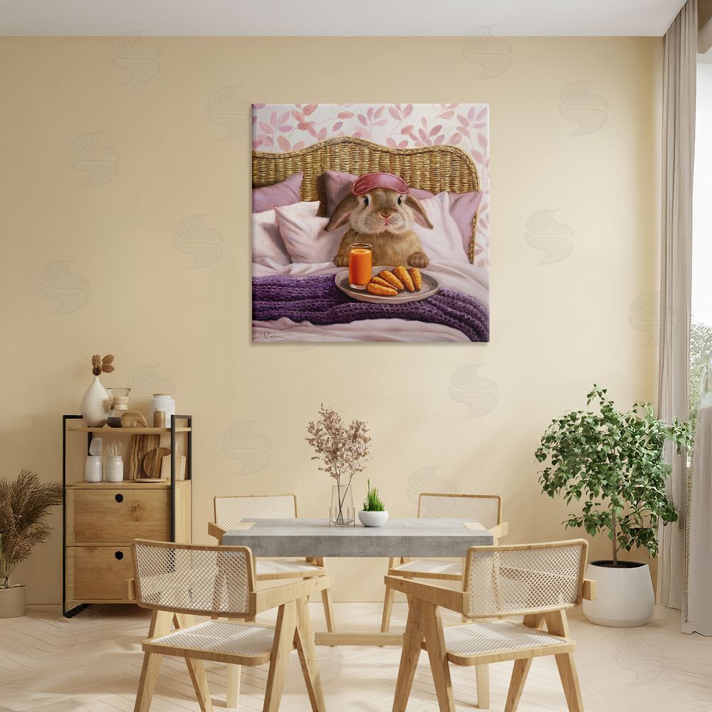 Lucia Heffernan Hoppy Meal Bunny in Bed Stretched Canvas Wall Art in Room