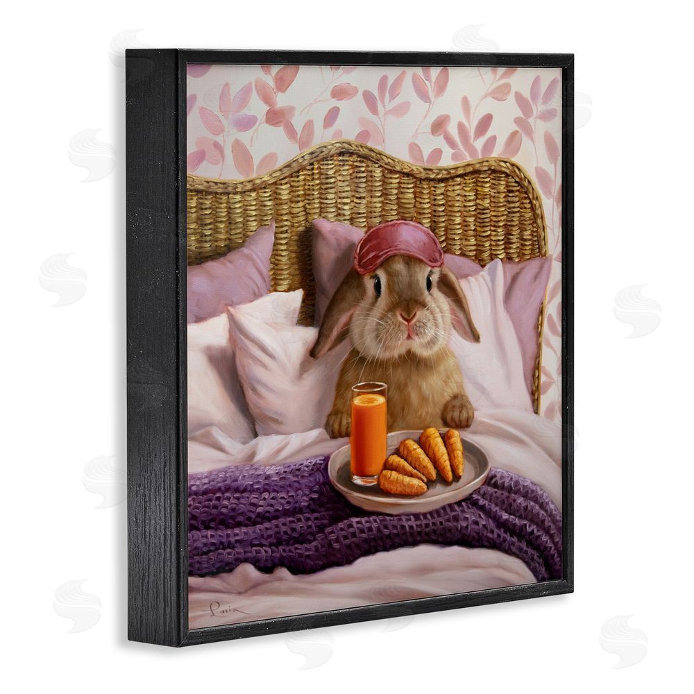 Lucia Heffernan Hoppy Meal Bunny in Bed Blacked Framed Giclee Wall Art Print