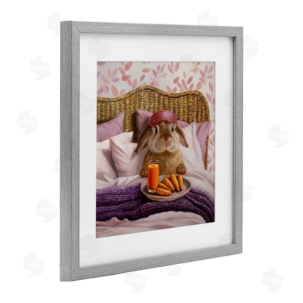Lucia Heffernan Hoppy Meal Bunny in Bed Gray Framed Print Under Glass with Mat Wall Art