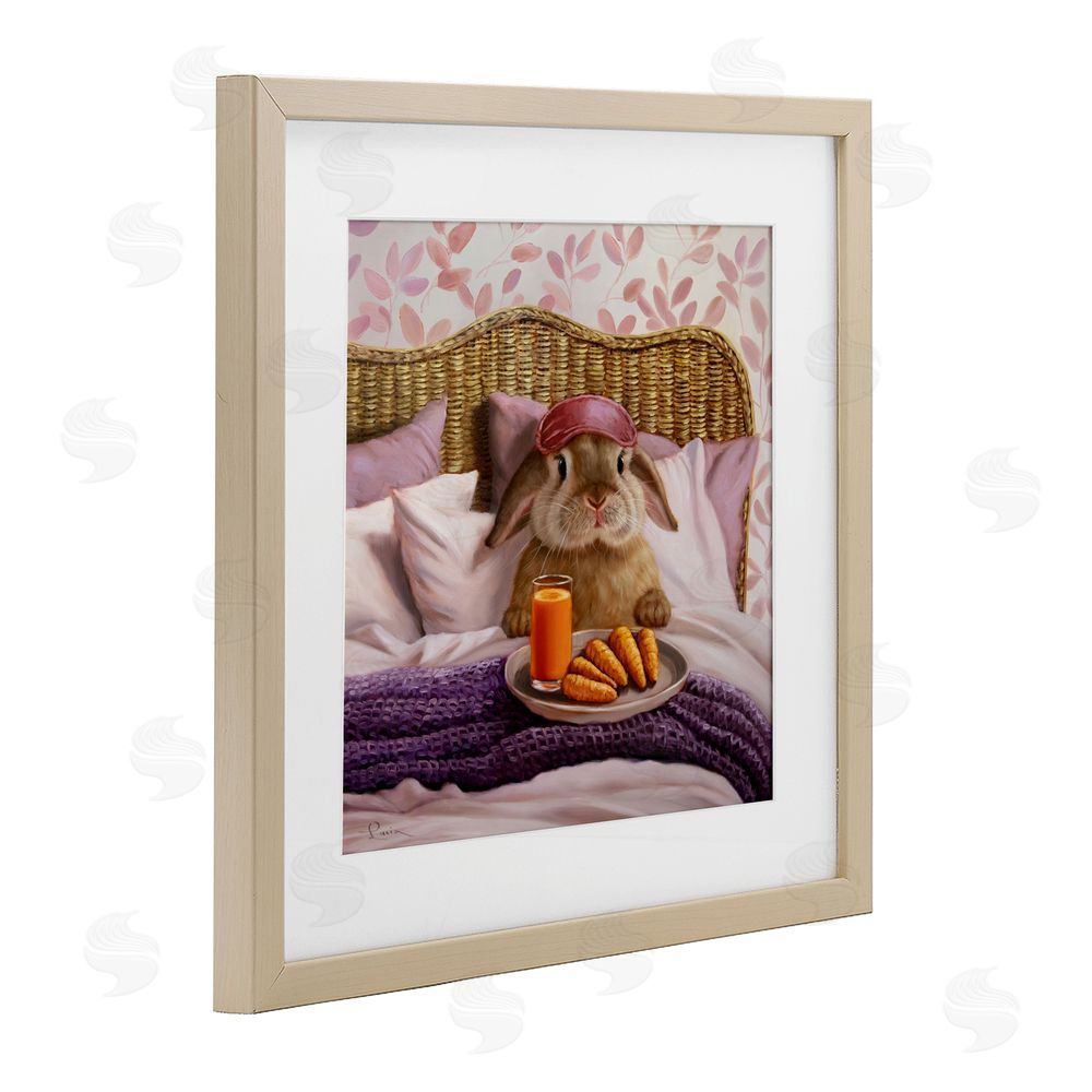 Lucia Heffernan Hoppy Meal Bunny in Bed Brown Framed Print Under Glass with Mat Wall Art