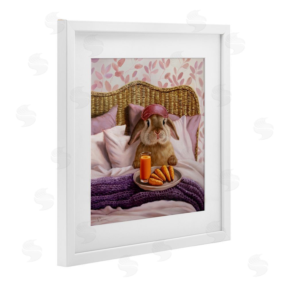 Lucia Heffernan Hoppy Meal Bunny in Bed White Framed Print Under Glass with Mat Wall Art