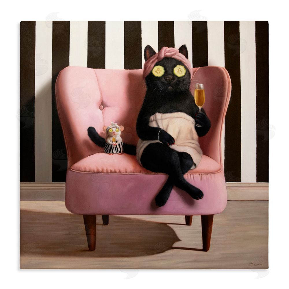 Lucia Heffernan Pamper Party Cat Stretched Canvas Wall Art Print