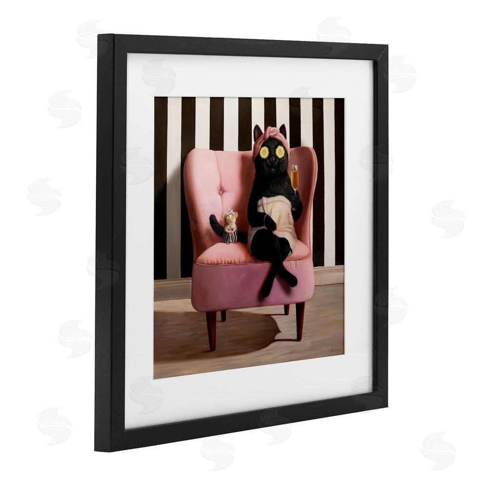 Lucia Heffernan Pamper Party Cat Black Framed Print Under Glass Wall Art