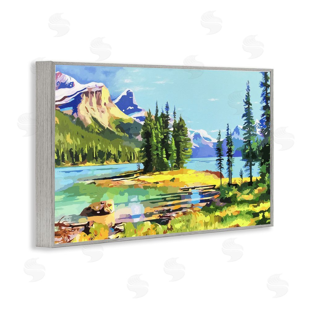 John Jaster Alpine Mountain Solitude Gray Framed Giclee Wall Art Print