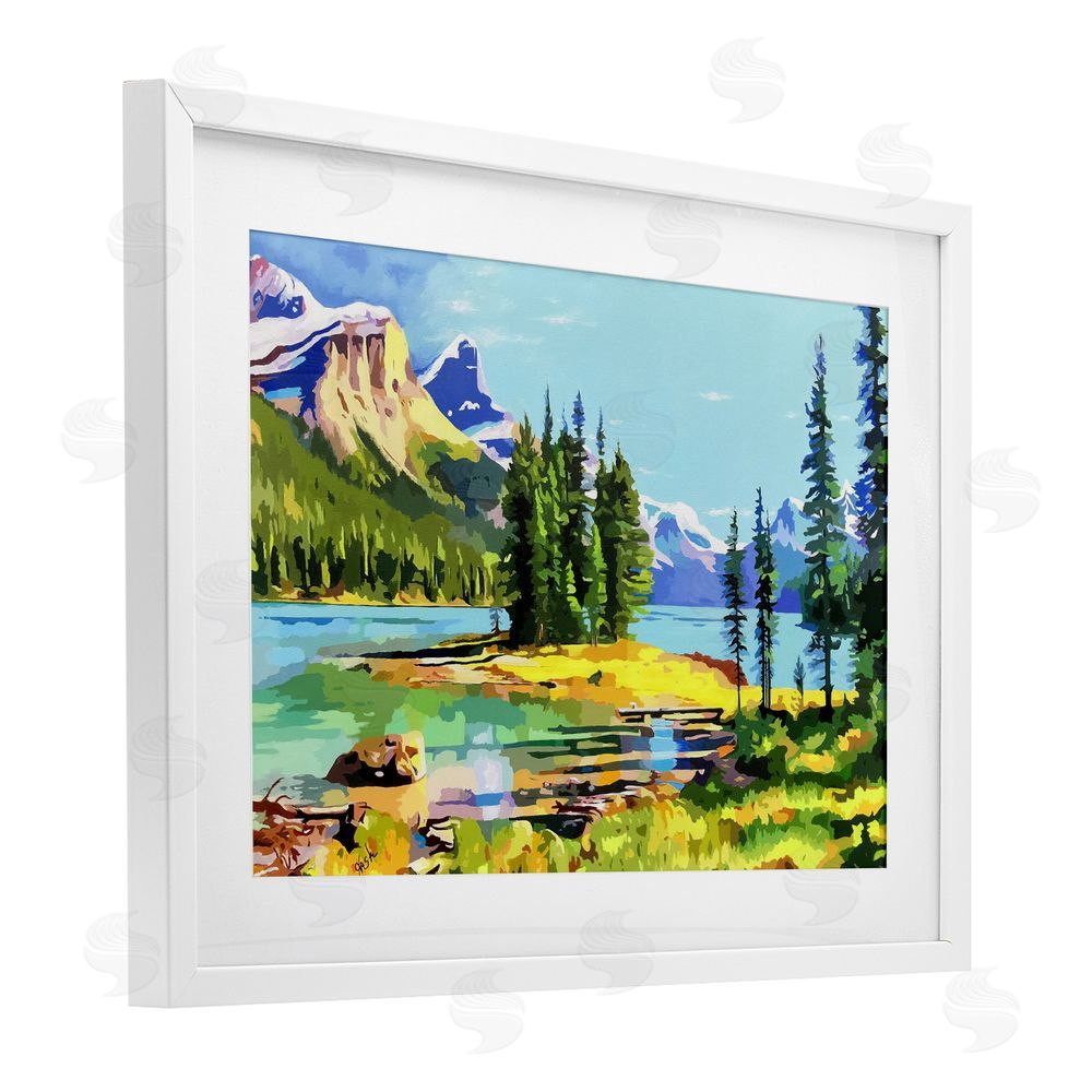 John Jaster Alpine Mountain Solitude White Framed Print Under Glass Wall Art