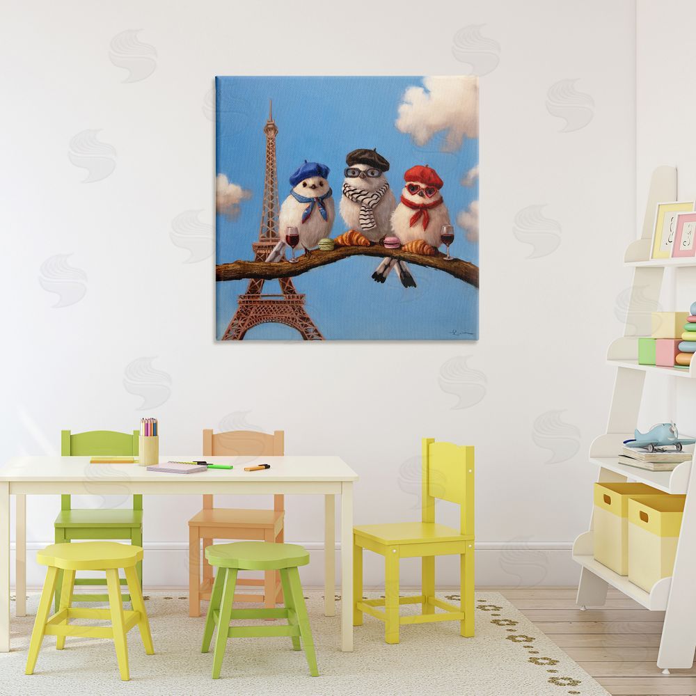 Lucia Heffernan Parisian Chic Birds in Paris Stretched Canvas Wall Art in Room