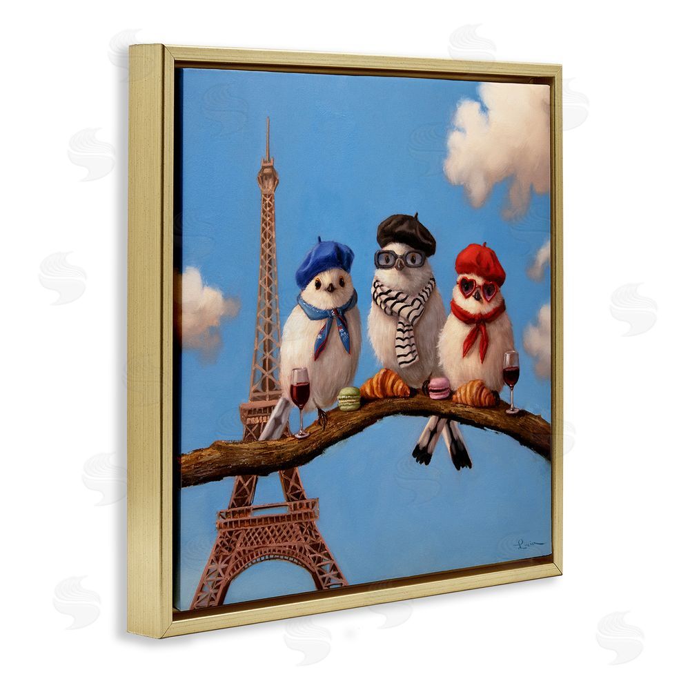 Lucia Heffernan Parisian Chic Birds in Paris Gold Floating Frame Canvas Wall Art Print