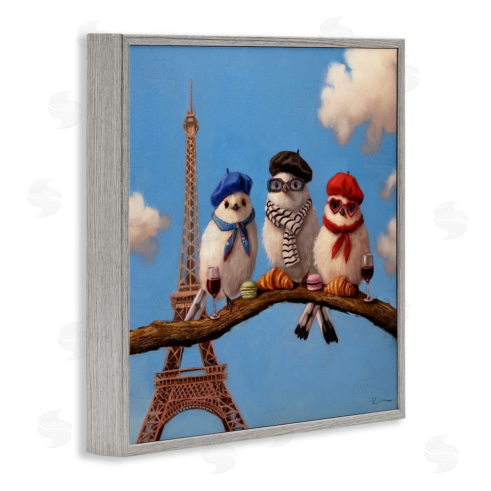 Lucia Heffernan Parisian Chic Birds in Paris Gray Framed Giclee Wall Art Print