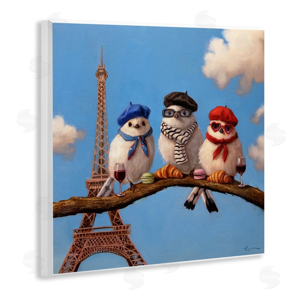 Lucia Heffernan Parisian Chic Birds in Paris Wooden Wall Plaque Art Print
