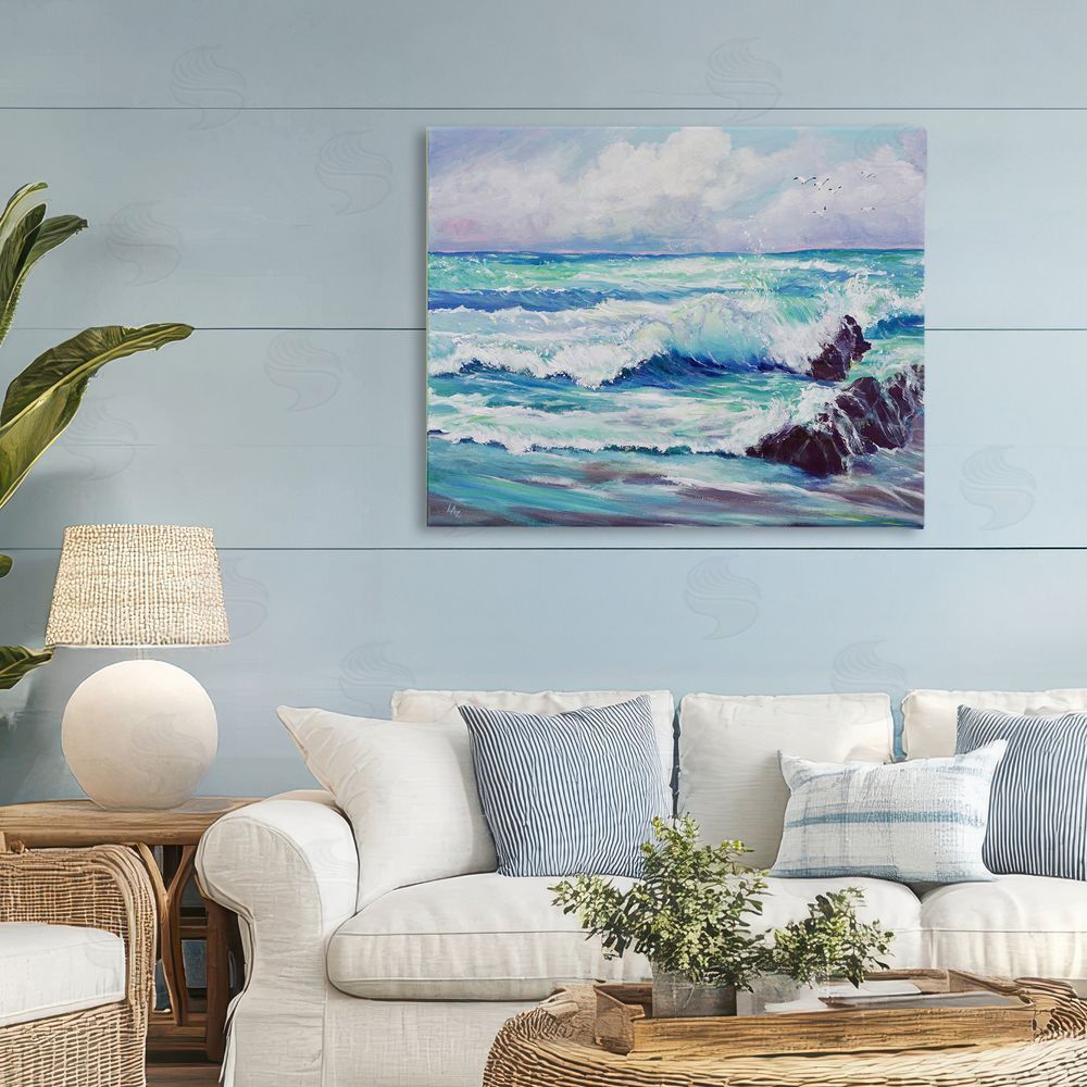 Lee Ann Zirbes Down By The Sea Stretched Canvas Wall Art in Room