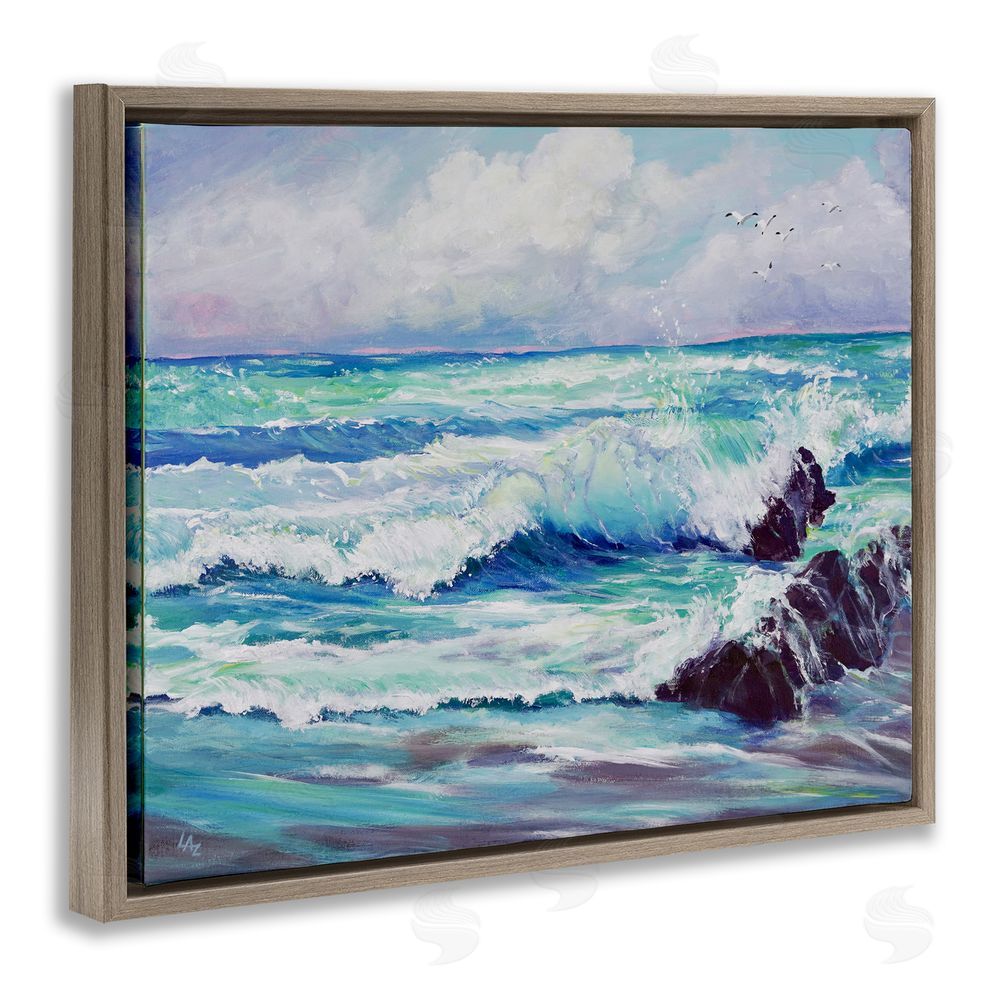 Lee Ann Zirbes Down By The Sea Brown Floating Frame Canvas Wall Art Print