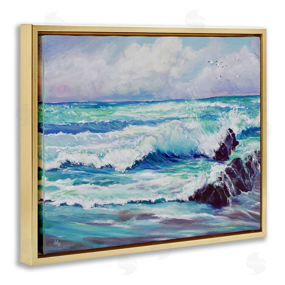 Lee Ann Zirbes Down By The Sea Gold Floating Frame Canvas Wall Art Print