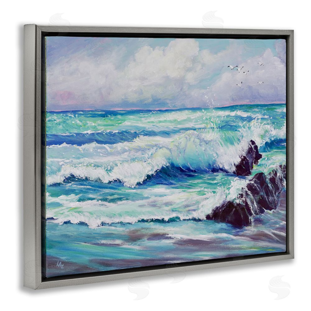 Lee Ann Zirbes Down By The Sea Gray Floating Frame Canvas Wall Art Print