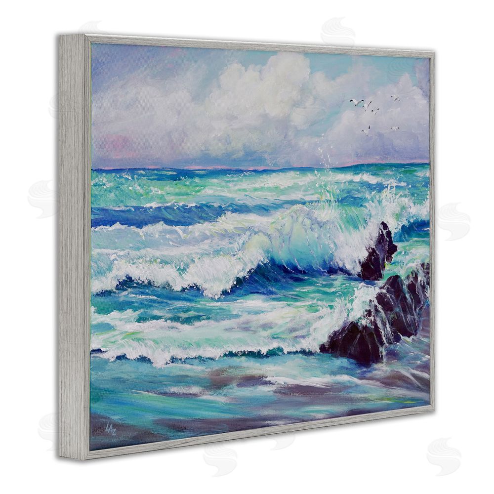 Lee Ann Zirbes Down By The Sea Gray Framed Giclee Wall Art Print