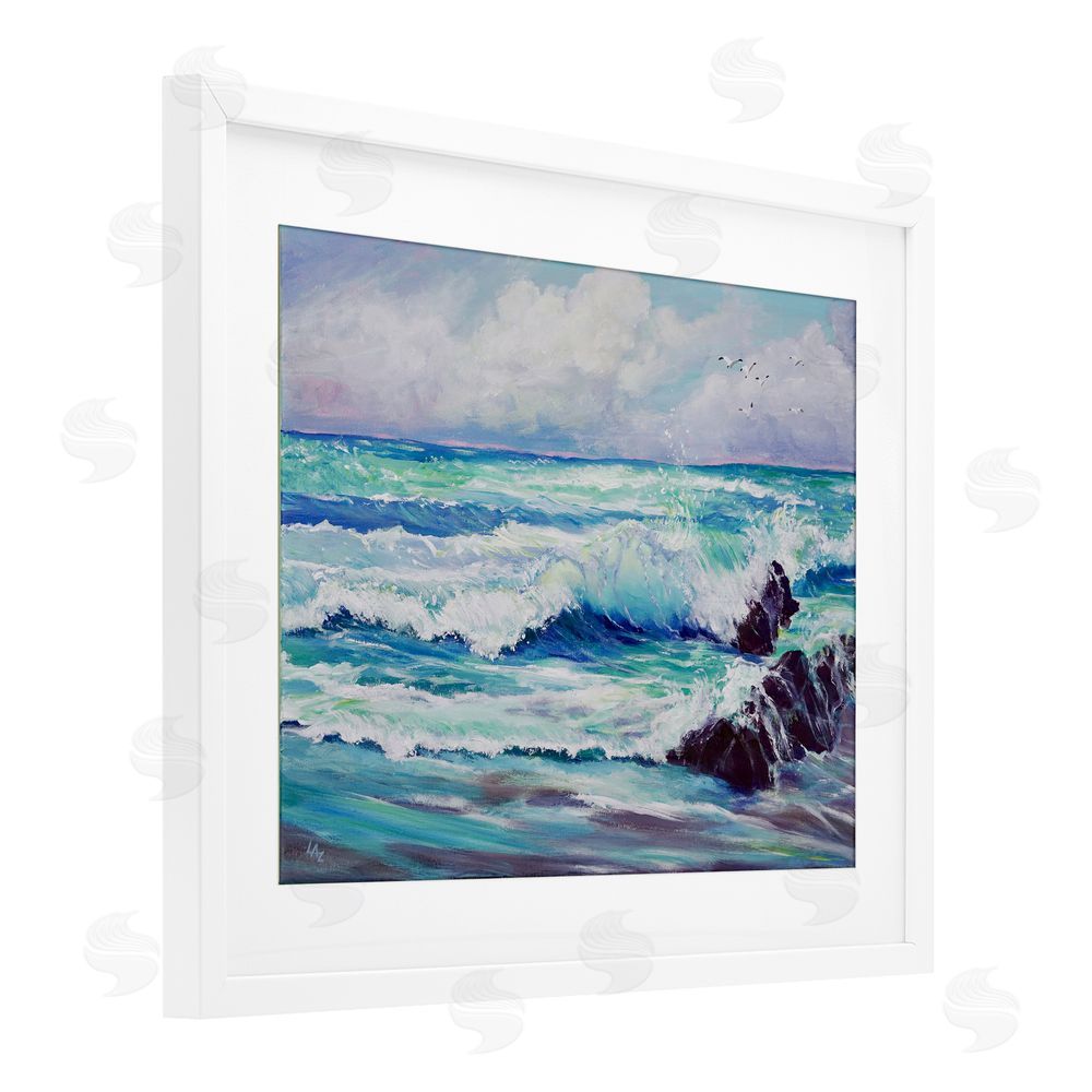Lee Ann Zirbes Down By The Sea White Framed Print Under Glass Wall Art