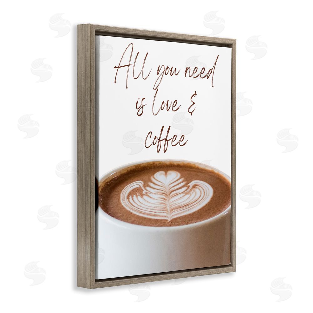 Jesse Keith All You Need Love & Coffee Brown Floating Frame Canvas Wall Art Print