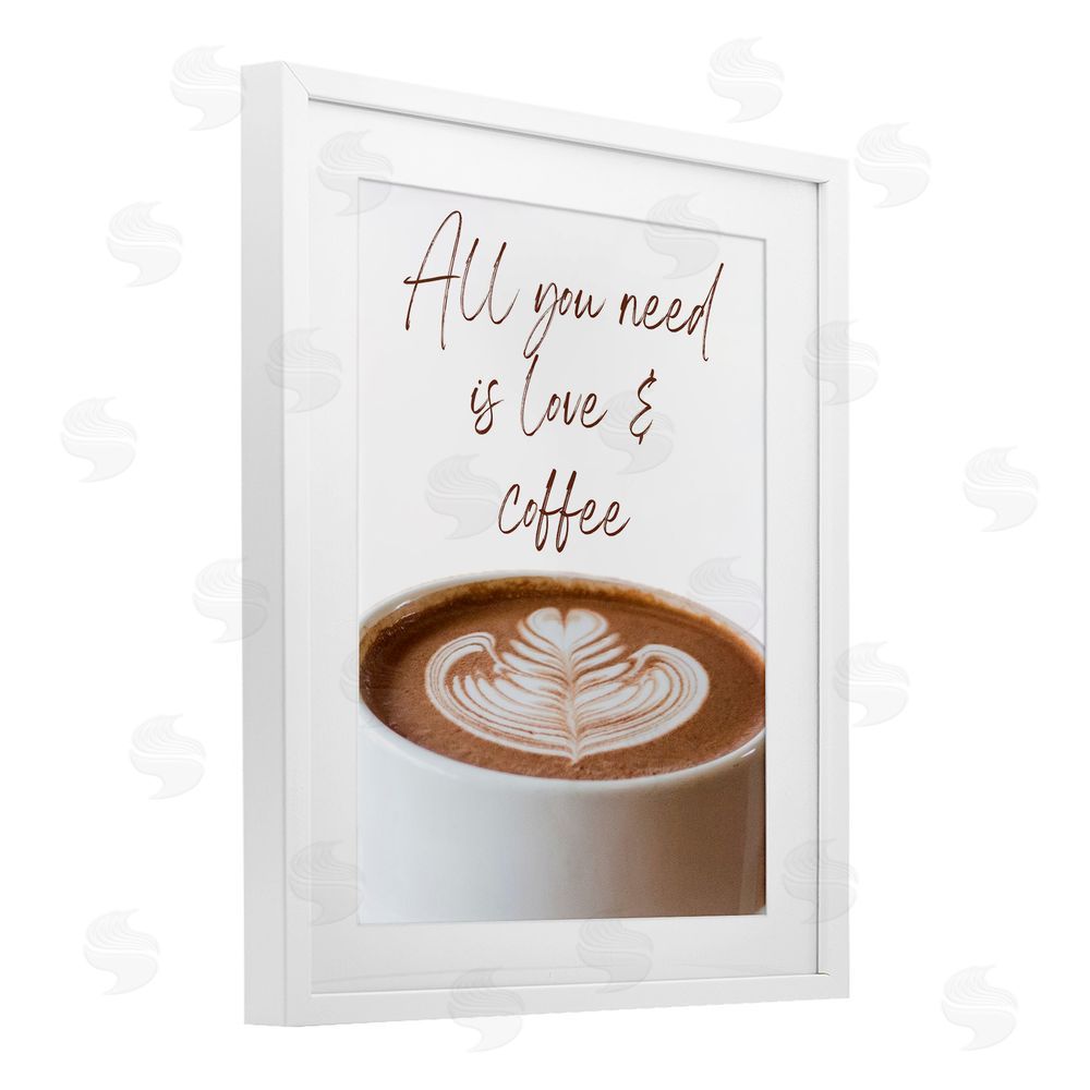 Jesse Keith All You Need Love & Coffee White Framed Print Under Glass Wall Art