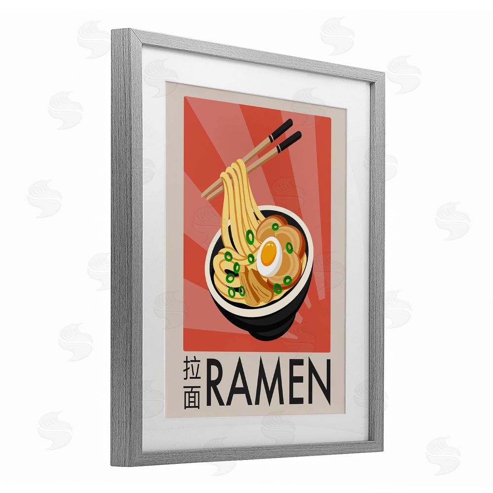 Marcus Prime Iconic Ramen Poster Gray Framed Print Under Glass Wall Art
