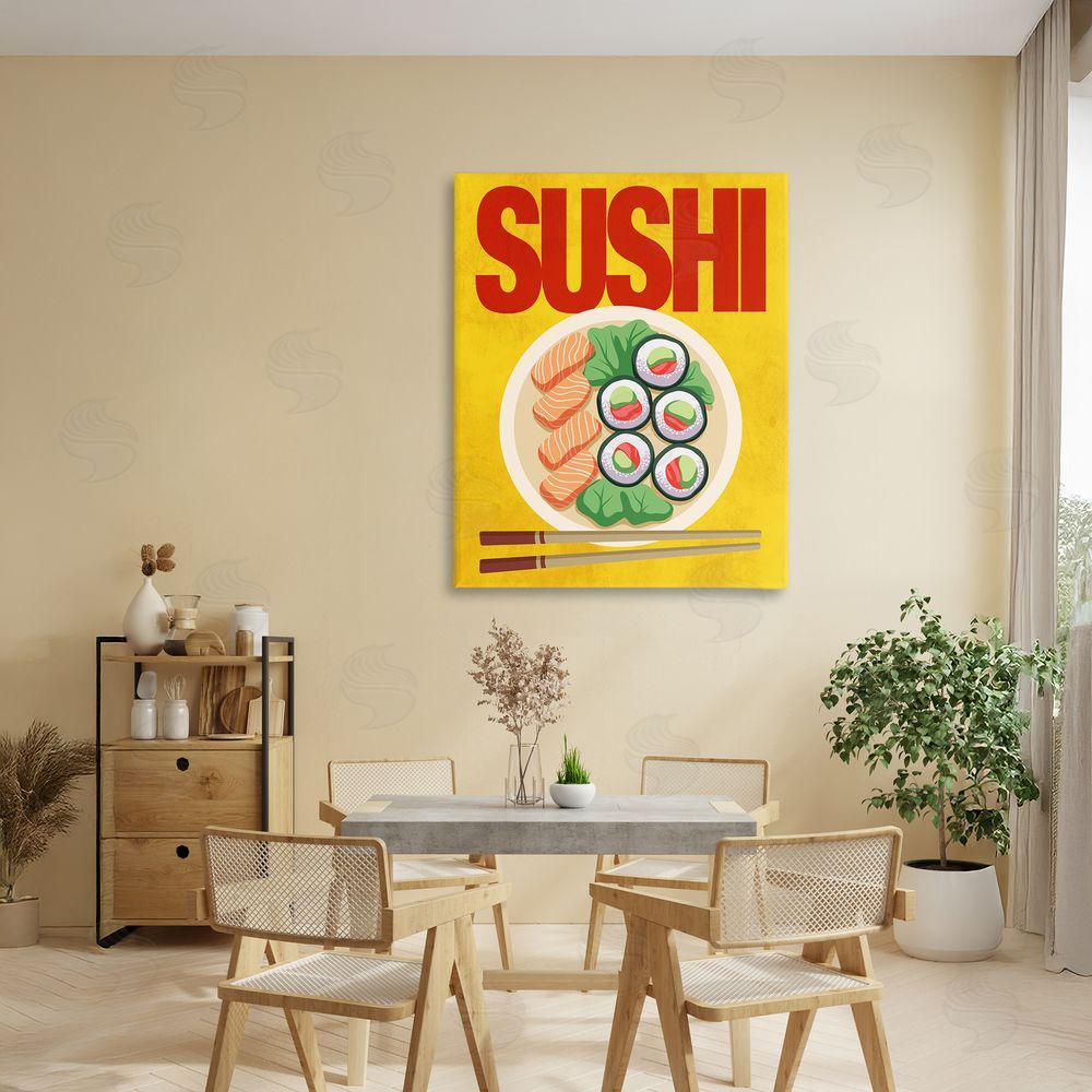 Marcus Prime Bright Sushi & Chopsticks Stretched Canvas Wall Art in Room