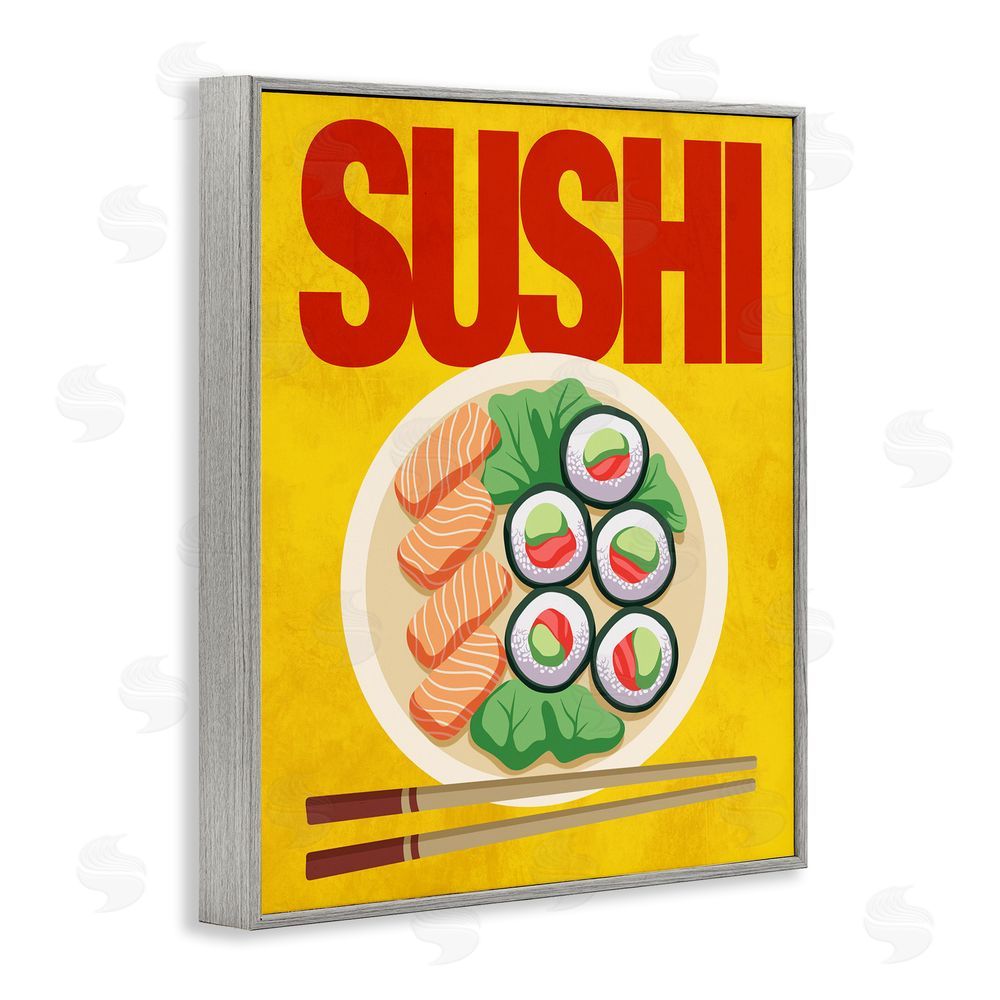 Marcus Prime Bright Sushi & Chopsticks Gray Framed Giclee Wall Art Print