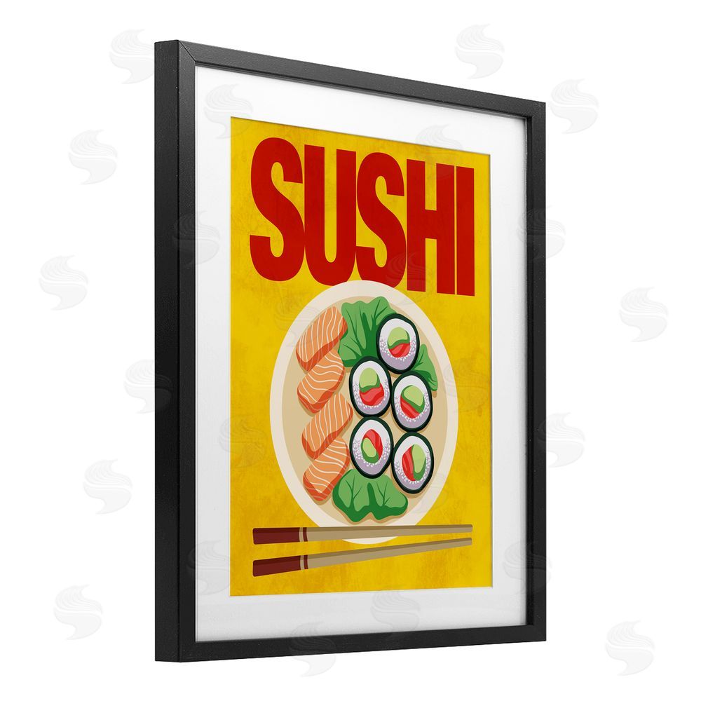 Marcus Prime Bright Sushi & Chopsticks Black Framed Print Under Glass Wall Art