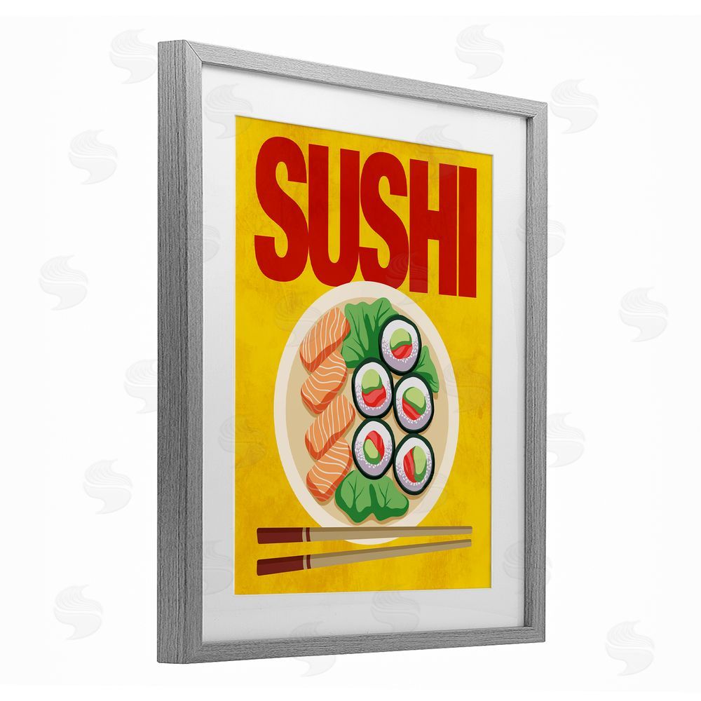 Marcus Prime Bright Sushi & Chopsticks Gray Framed Print Under Glass Wall Art