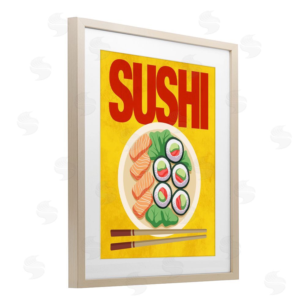 Marcus Prime Bright Sushi & Chopsticks Birch Framed Print Under Glass Wall Art