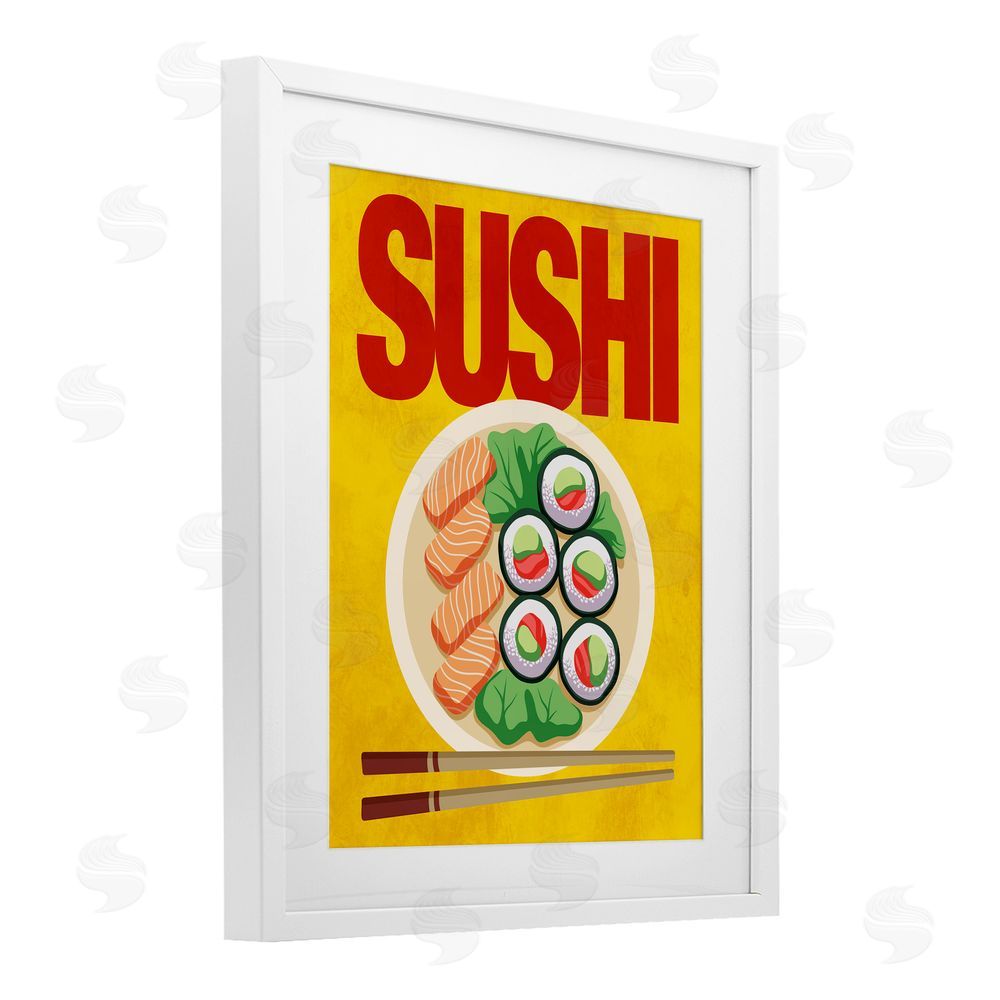 Marcus Prime Bright Sushi & Chopsticks White Framed Print Under Glass Wall Art