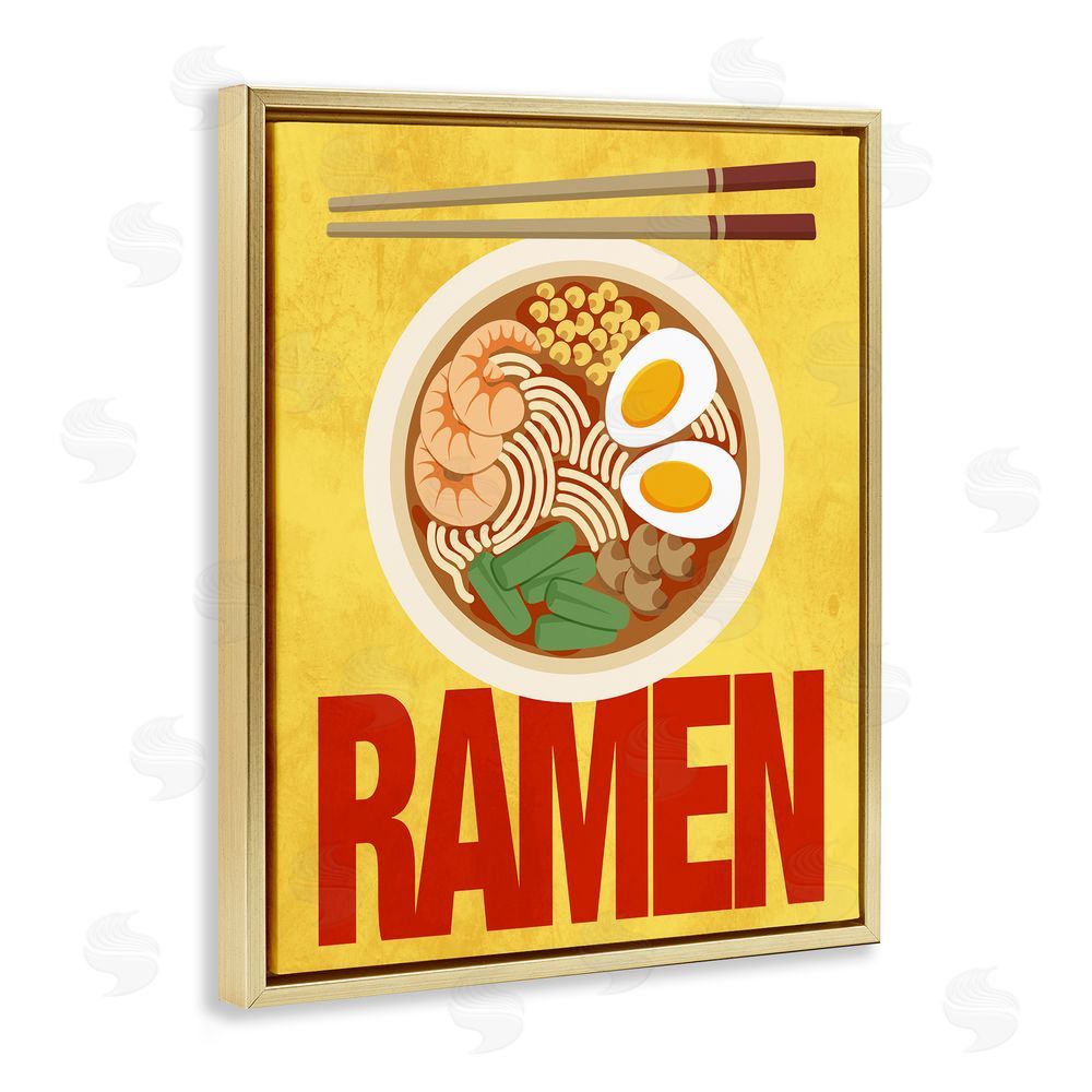 Marcus Prime Bright Ramen & Chopsticks Gold Floating Frame Canvas Wall Art Print