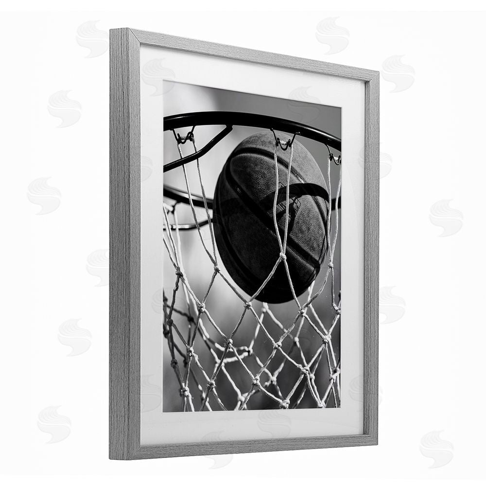 Marcus Prime Winning Basket Shot Gray Framed Print Under Glass Wall Art