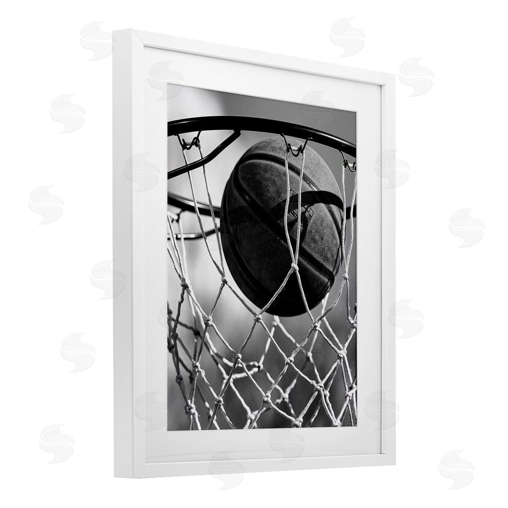 Marcus Prime Winning Basket Shot White Framed Print Under Glass Wall Art