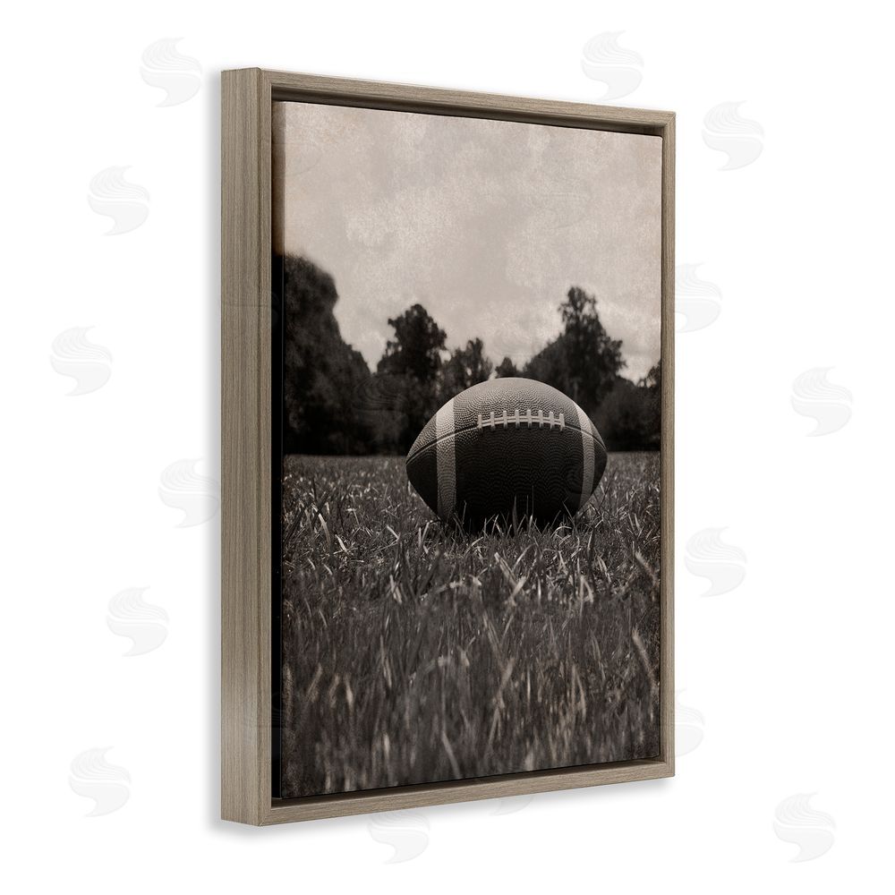 Marcus Prime Vintage Sports Football Brown Floating Frame Canvas Wall Art Print