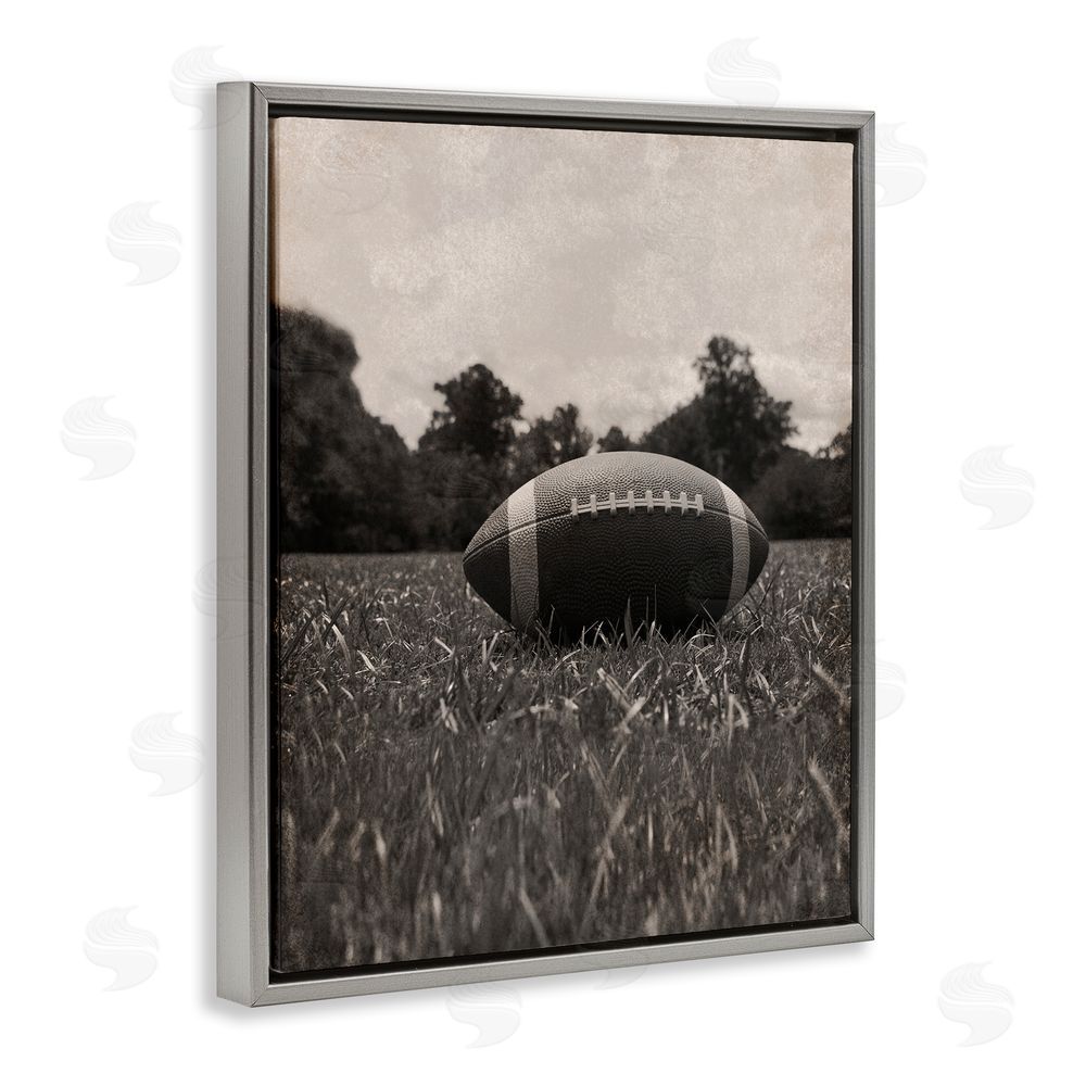 Marcus Prime Vintage Sports Football Gray Floating Frame Canvas Wall Art Print